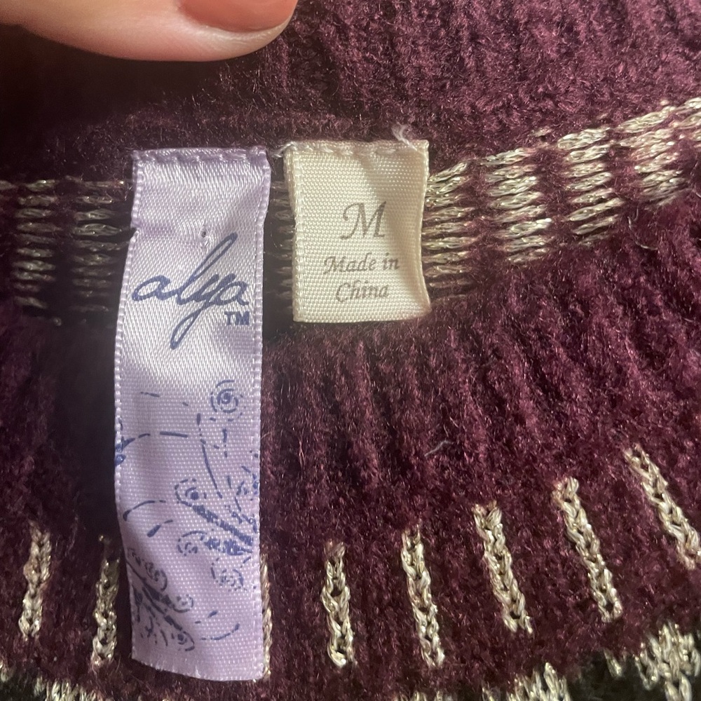 Alya Anthropologie Multi Texture Sweater w/Metallic Detailing in Decorative Trim - Picture 6 of 8